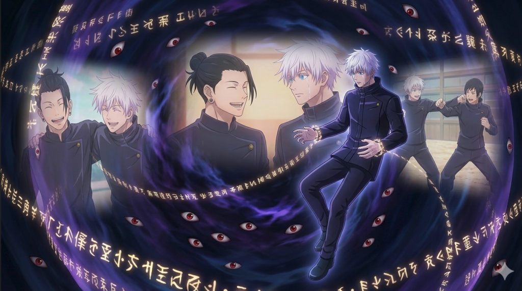 white haired sorcerer floating inside a surreal dreamlike prison dimension