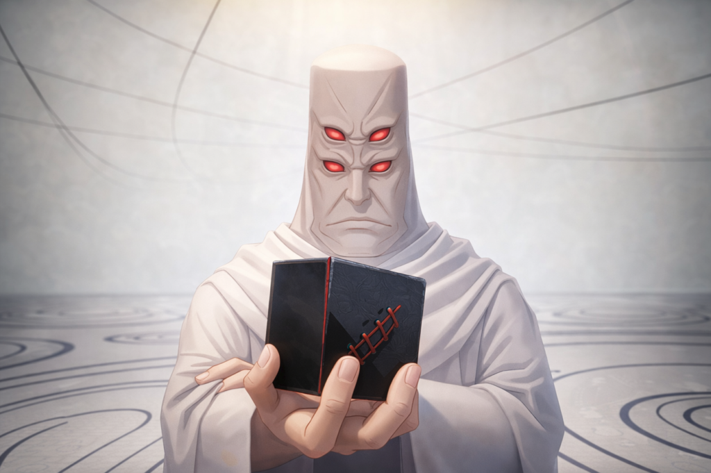 Tengen showing the prison realm sealing cube