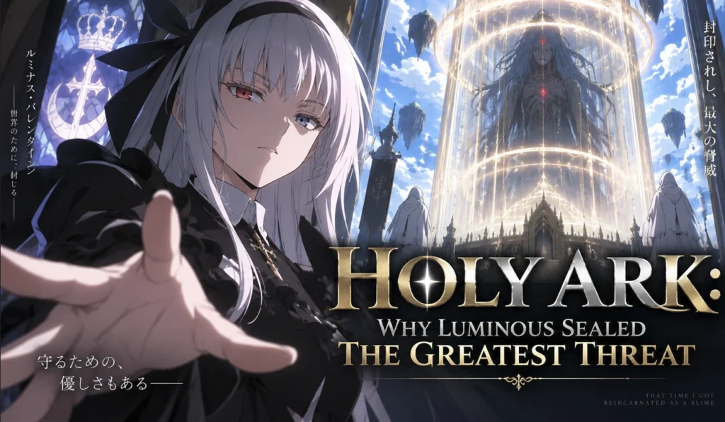 Holy Ark — Luminous and the sealed ultimate threat in a dramatic fantasy cathedral setting
